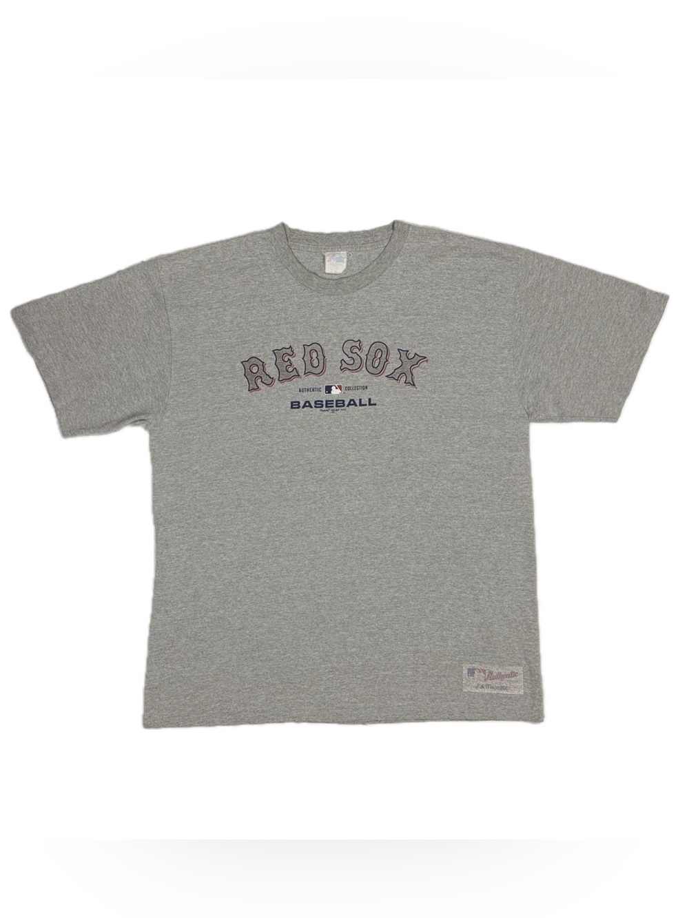 Vtg 03 Majestic Authentic USA Made Boston Red Sox Grey Graphic T Shirt Men XL